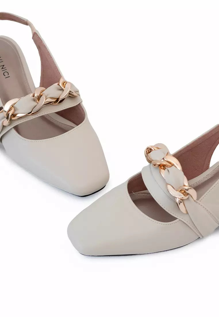 VIVI NICI - Reine Sepatu Sandal Mules Hak 3 Cm Cannoli Cream