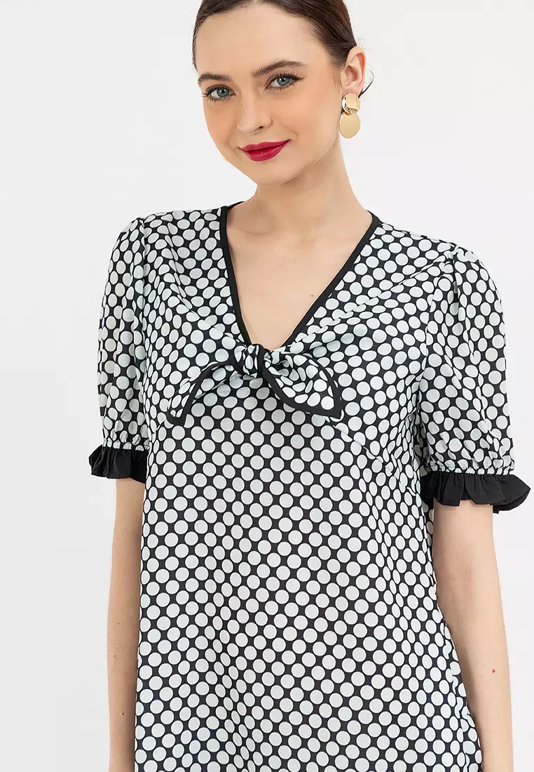 DOTIMA Dotted V-neck Dress