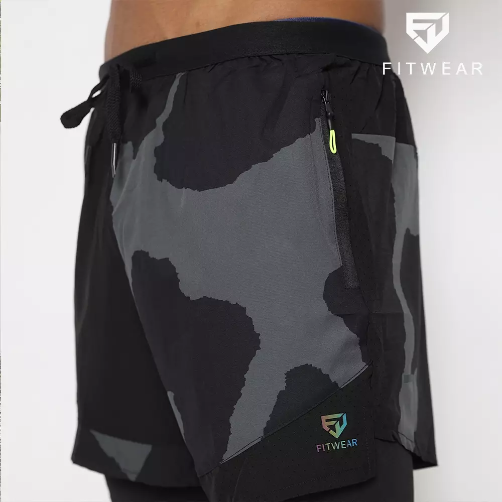 Fitwear - Celana Lari + Inner Dryfit Pria CHARLES HALF PRINTED - BLACK