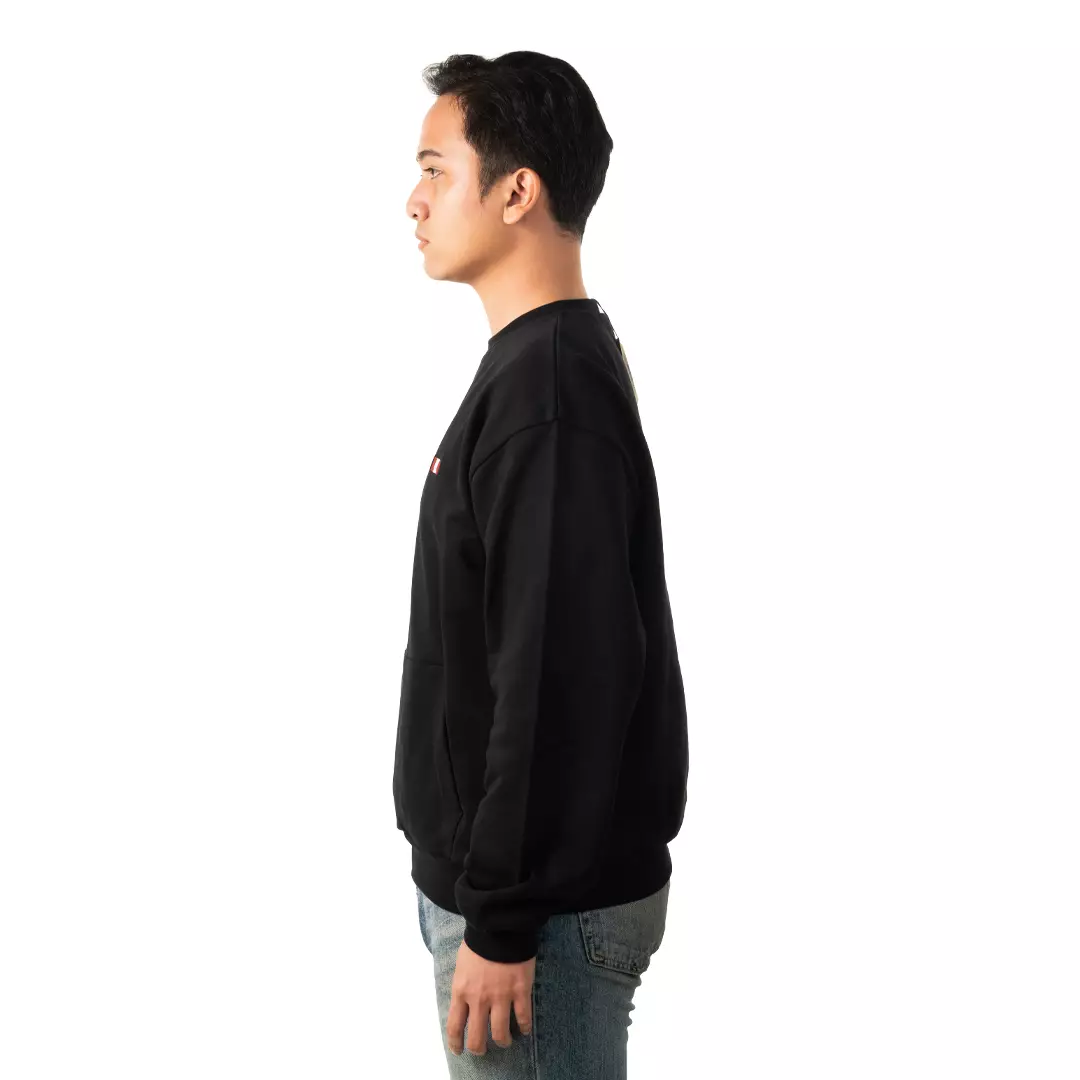 Crewneck Sweatshirt With a Bally Flag in Cotton - Black