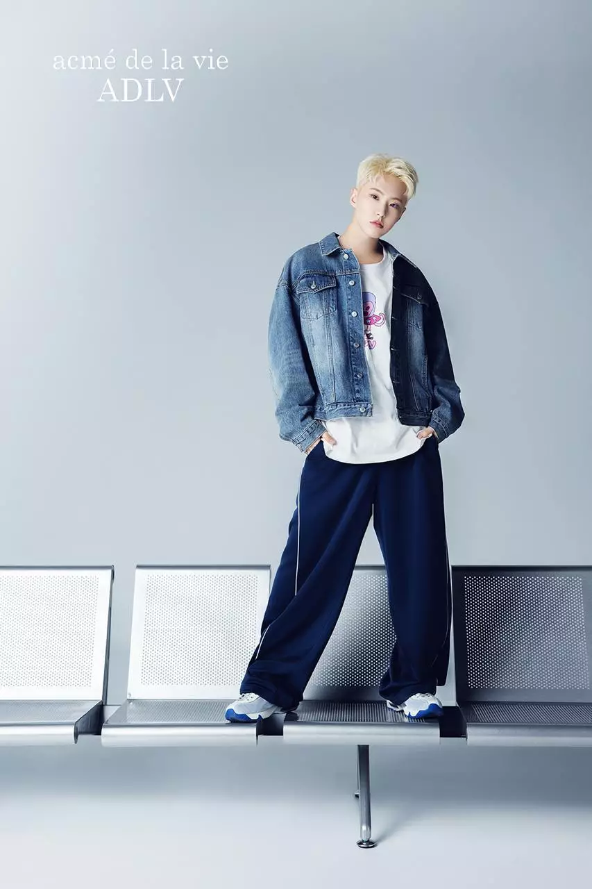 ONE POINT LOGO COLORING WIDE TRACK PANTS NAVY