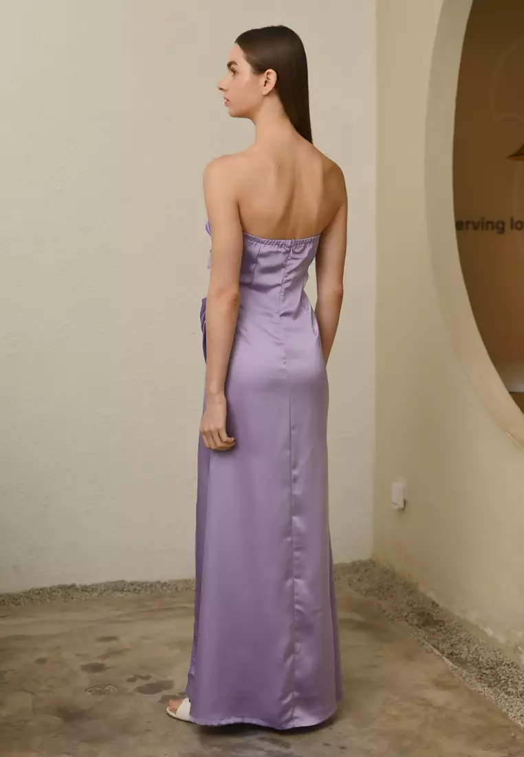 抹胸丝绸连衣裙