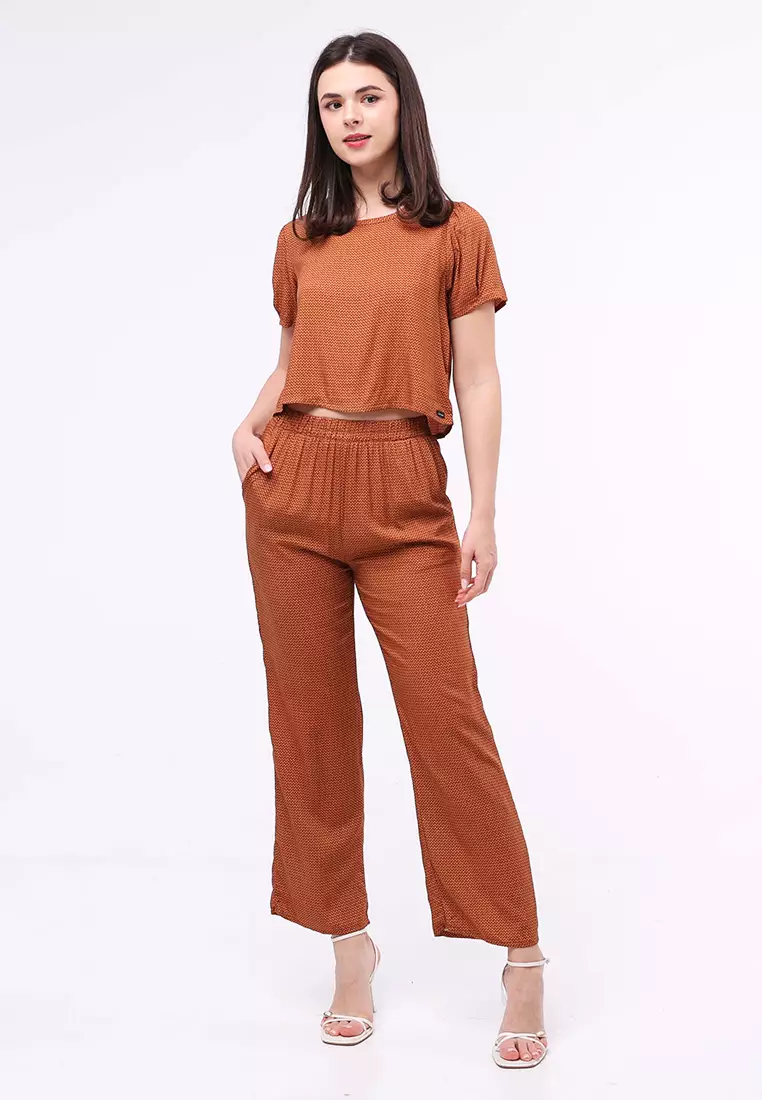 Buy Crissa Woven Printed Rayon Short Sleeves Terno Pants 2024 Online