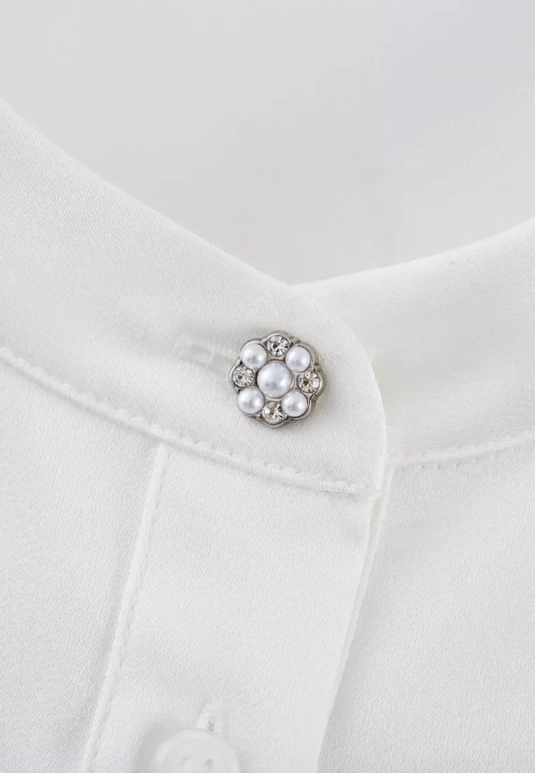 Polyester Stand Collar Blouse