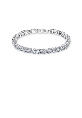 Glamorousky white Simple Bright Geometric Round Bead Cubic Zirconia Bracelet 17cm 582CAAC0463927GS_1