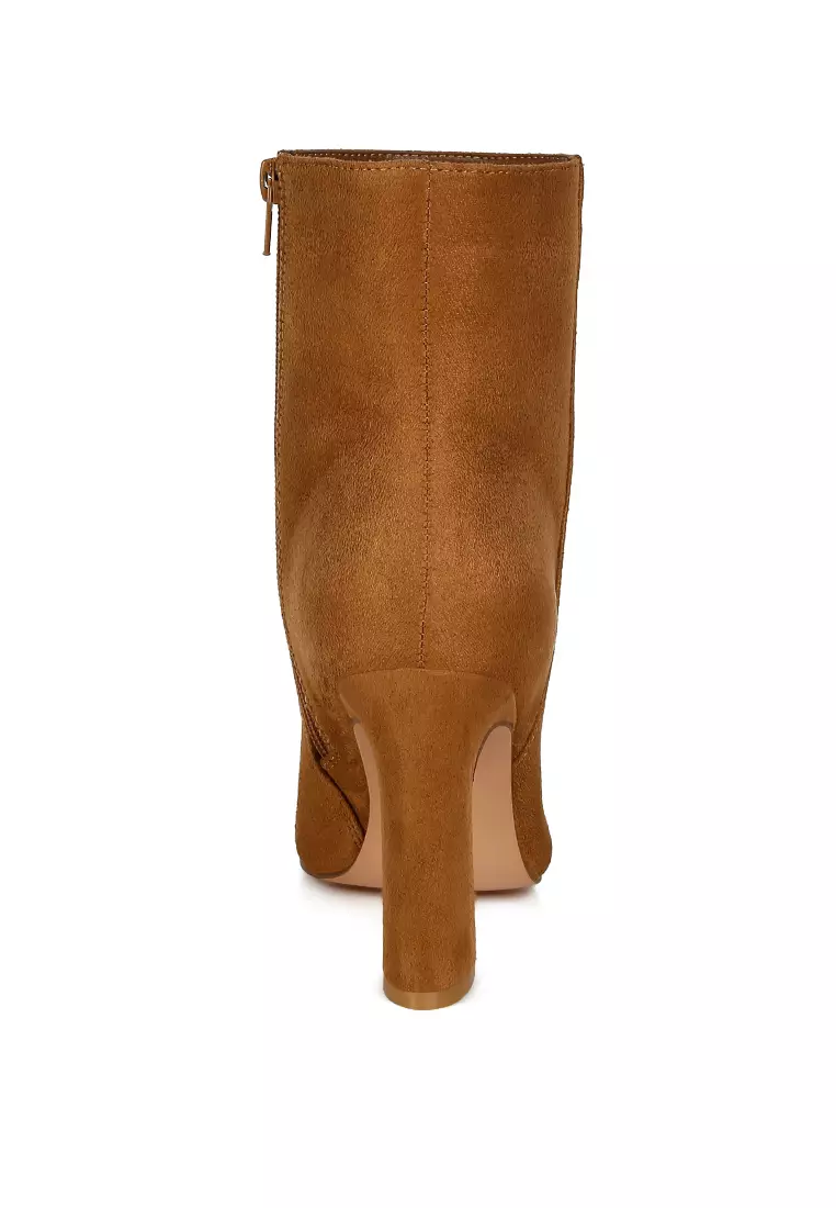 Block Heeled Ankle Boots in Tan