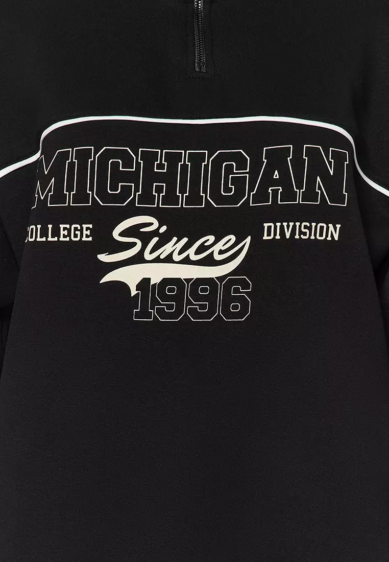 Zipper Printed Sweatshirt