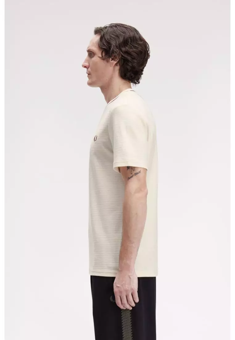 Buy FRED PERRY Fred Perry M1691 Textured Stripe T-Shirt (Ecru