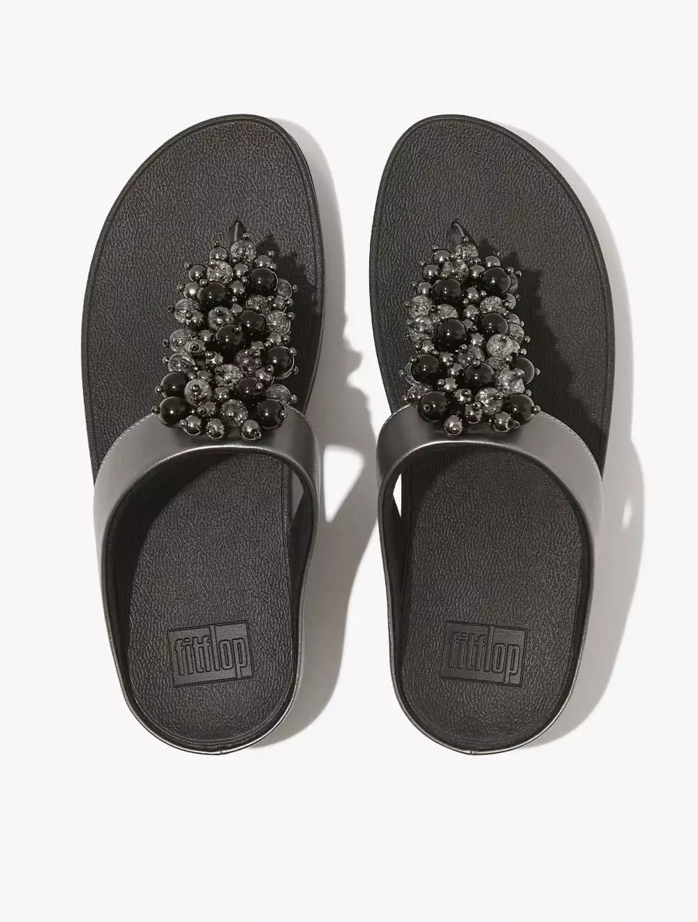 Fitflop Women Fino Bauble-Bead Toe-Post Sandals |HI9-B06| Pewter Black main image 1