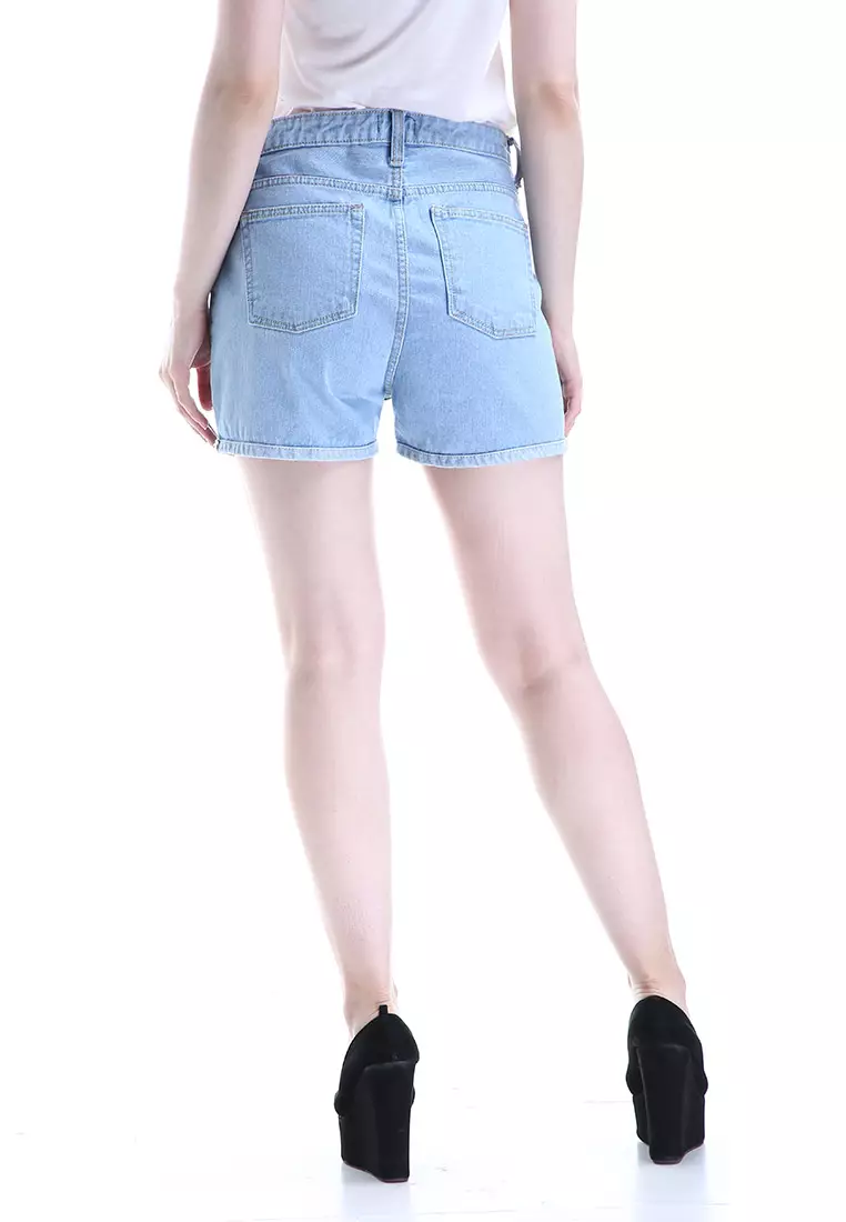 Fern Celana Jeans Pendek Bawahan Wanita Hotpants Simple Woman - Biru Muda