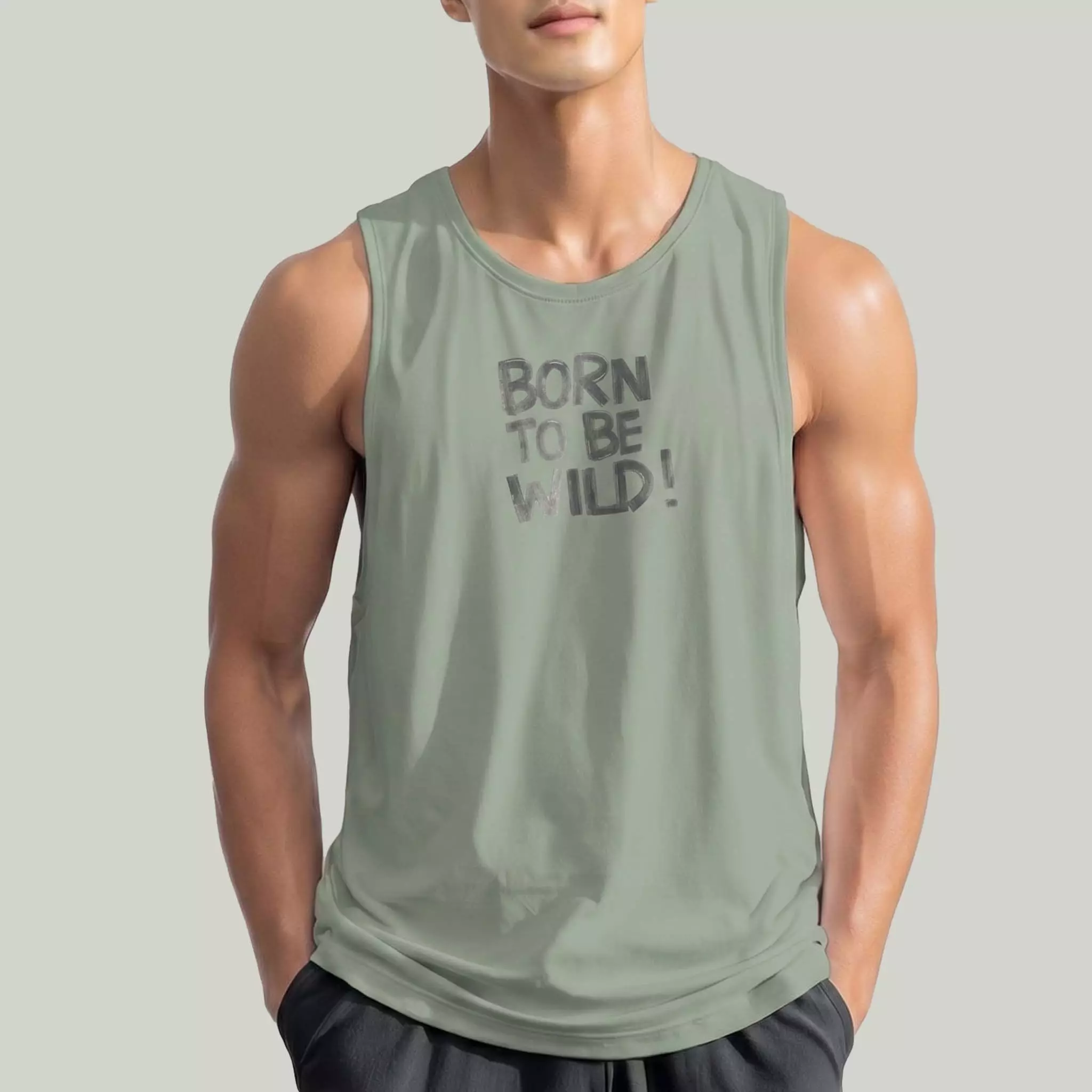 THIRDDAY Kaos Lekbong Singlet Pria "born to be wild" sage MUA20