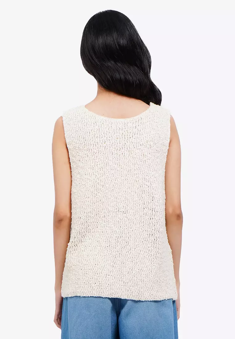 Open Front Textured Knit Vest