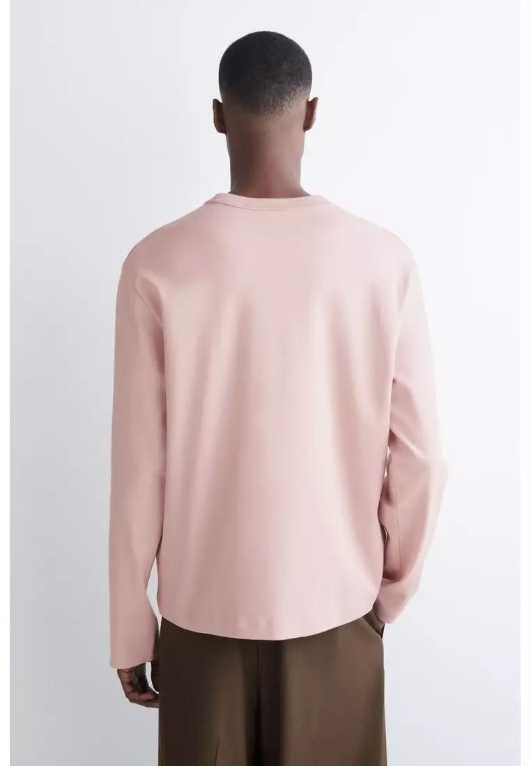 RELAXED JERSEY INTERLOCK LONG-SLEEVED T-SHIRT