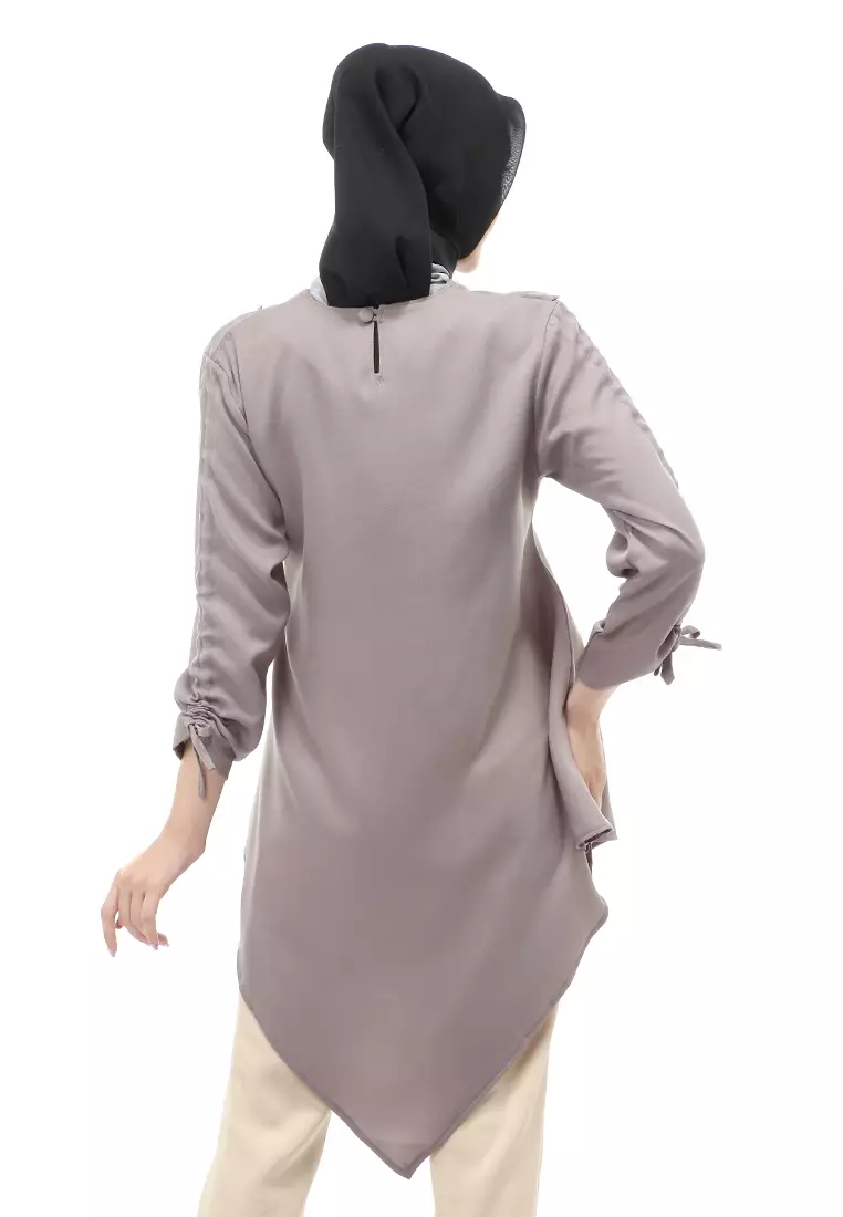 Ketrin Tunik Muslimah Atasan Wanita Polos Long Sleeve Regular Fit - Abu