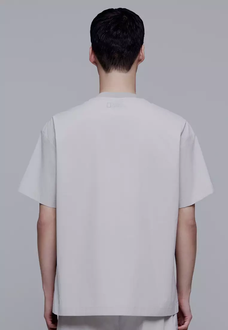 Unisex FIOTOS Woven Sleeve Pocket Stretch Short Sleeve Tee