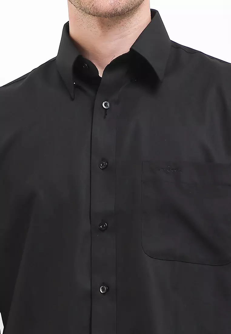 Kemeja Lengan Panjang Pierre Cardin Solid Shadow  - Black Formal Look