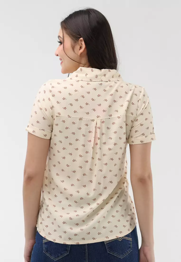 Woven Printed Rayon Short Sleeves Blouse