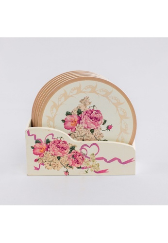Newage Newage 7 Pcs Round Heat Resistant Wooden Coaster / Mug and Tea Plate / Glass Pad - Pink FEF5BHLC4846F3GS_1