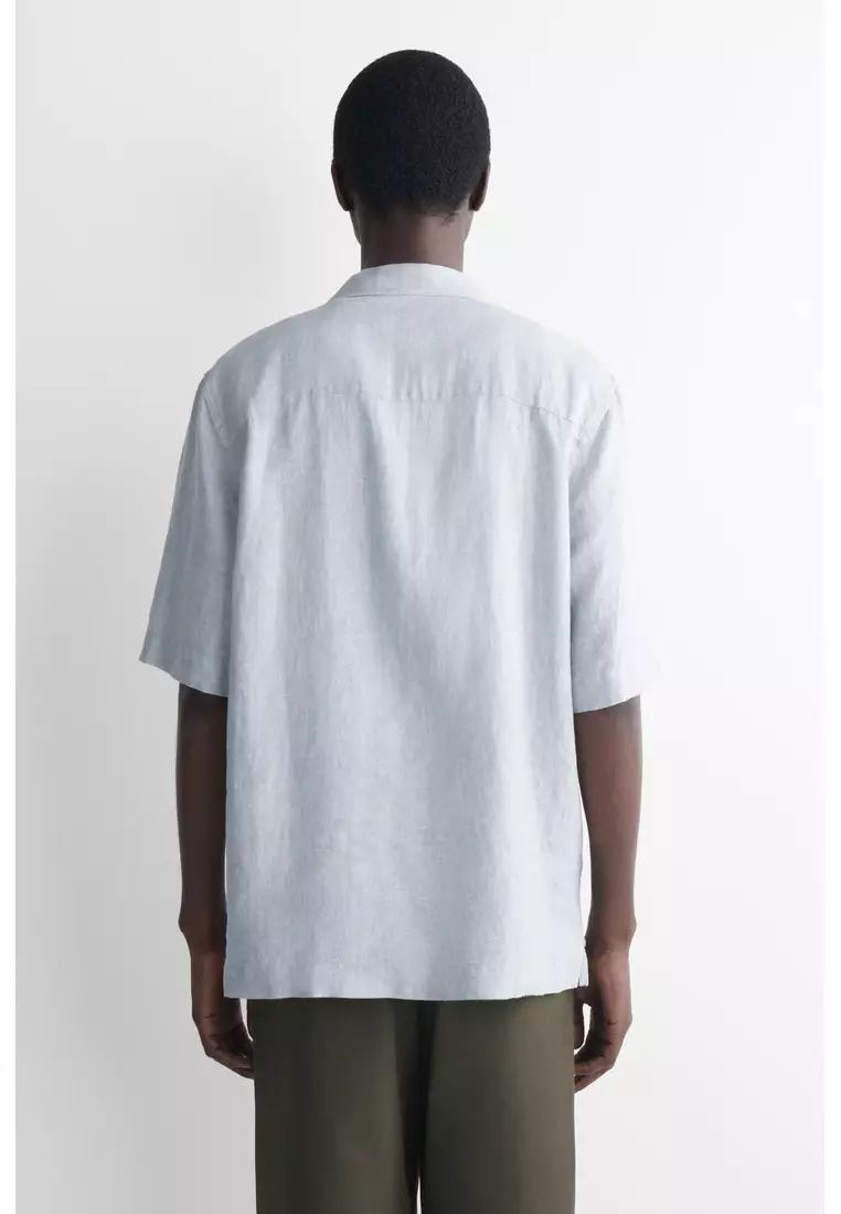 CAMP-COLLAR SHORT-SLEEVED LINEN SHIRT