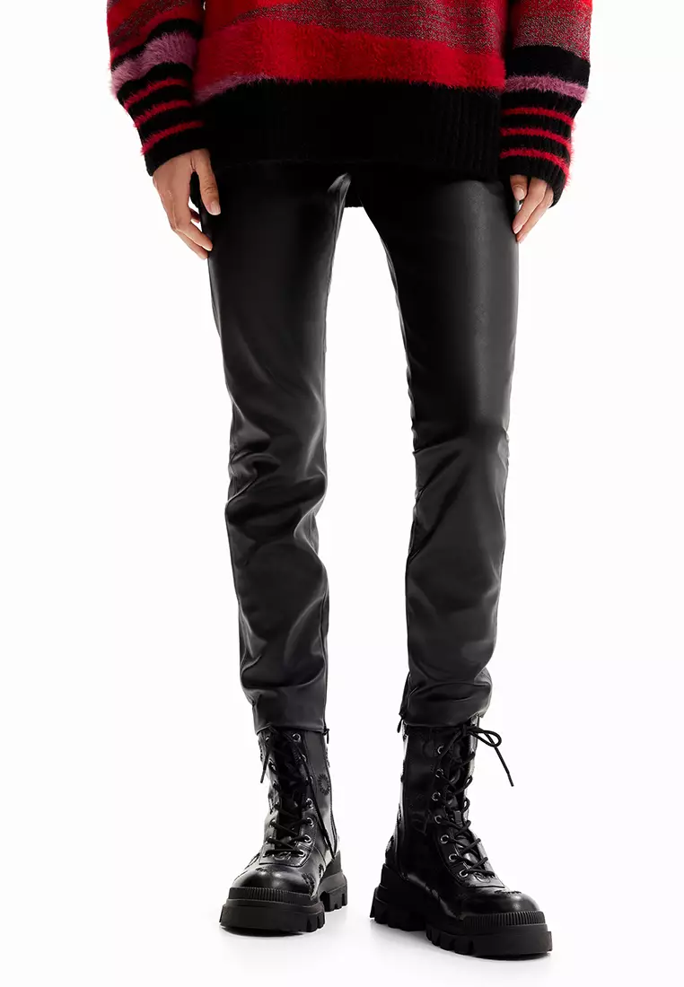 Desigual Woman Leather-effect leggings.