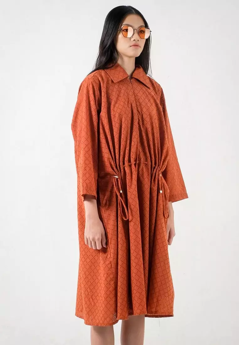 3Second x Danjyo Hiyoji Women's Shirt Maxi Dress Orange 080423