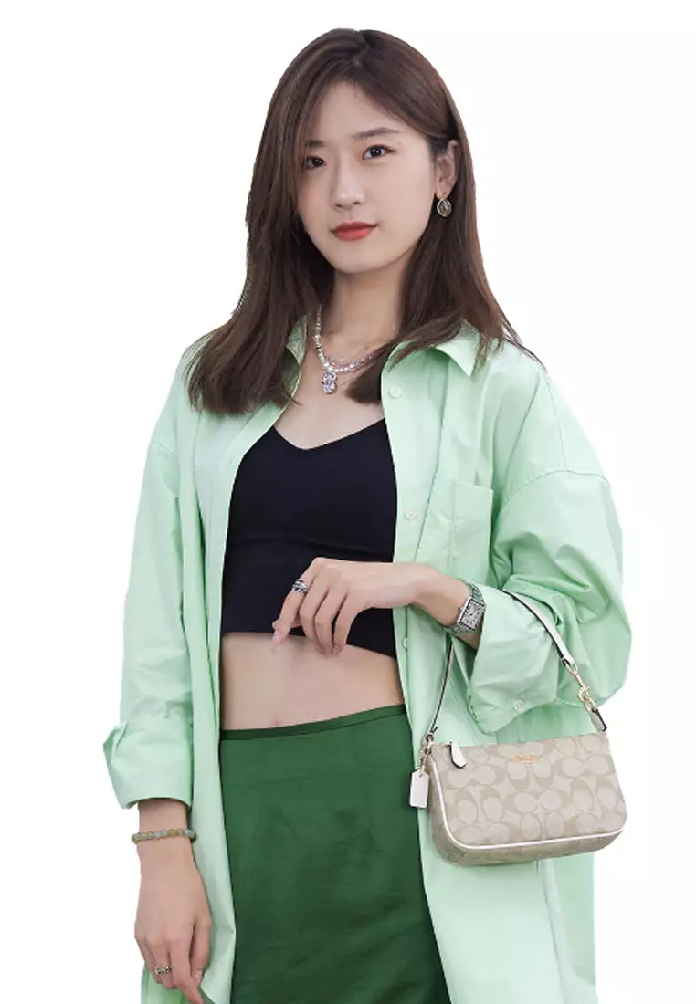 Buy Coach COACH蔻馳 Nolita 19 Classic Presold Full Print canvas with leather  mahjong bag underarm bag hand bag small women's bag 2023 Online