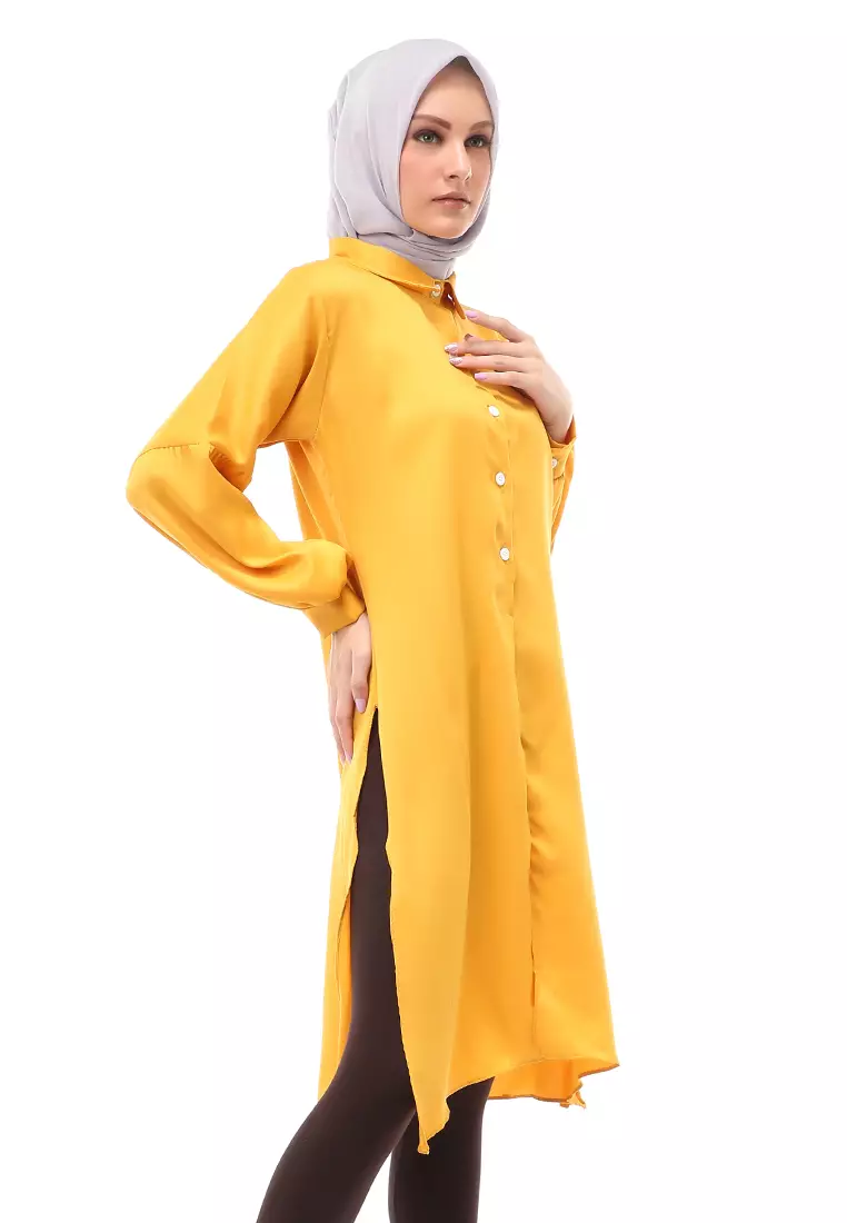 Vania Tunik Polos Muslimah Atasan Wanita Long Sleeve Regular Fit - Kubus