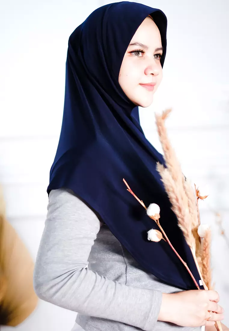 JV Hasanah Bergo Hasanah Soft Pet Jersey Navy | Bergo Pet Luar Panjang Jersey