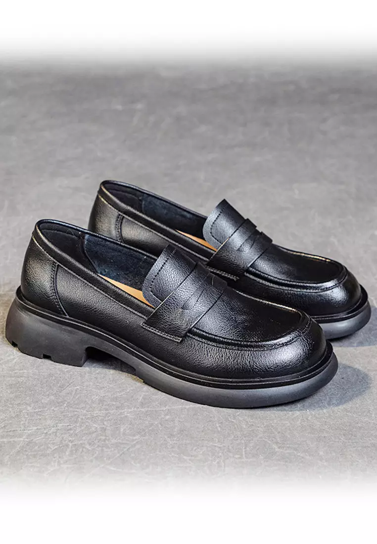 Buy Twenty Eight Shoes VANSA Vintage Cow Leather Round Toe Loafers 