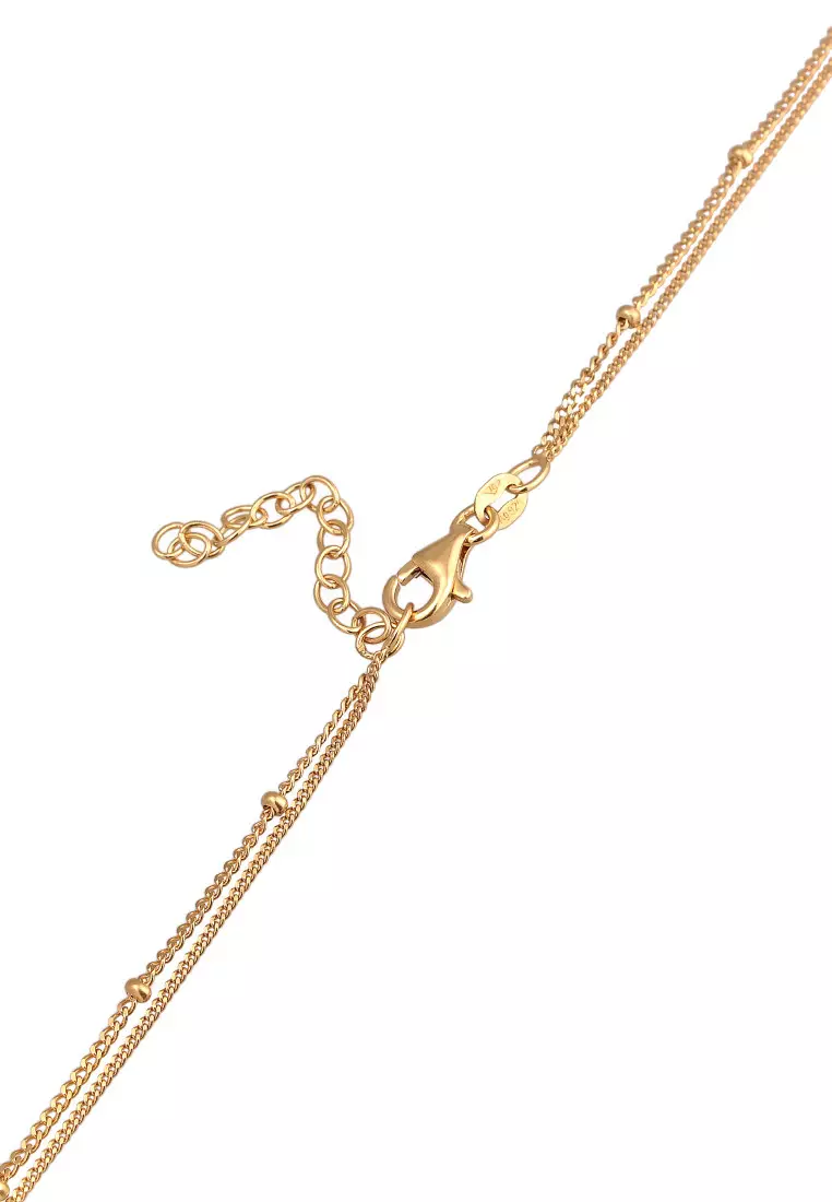 Kalung Perhiasan Perak 925 Wanita Choker Layer Cross Pendant Zirconia Gold Plated