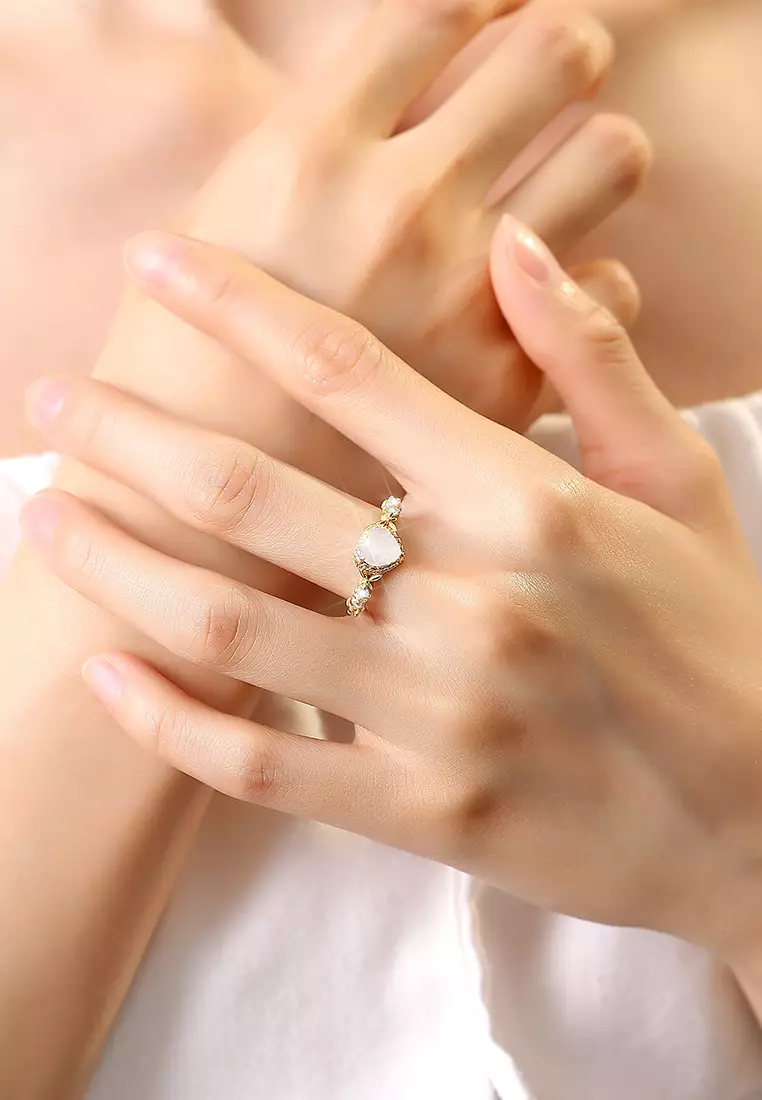 Cincin Wanita Original Korea Elegant Titanium Korea Style Perhiasan Ring Cewek white color