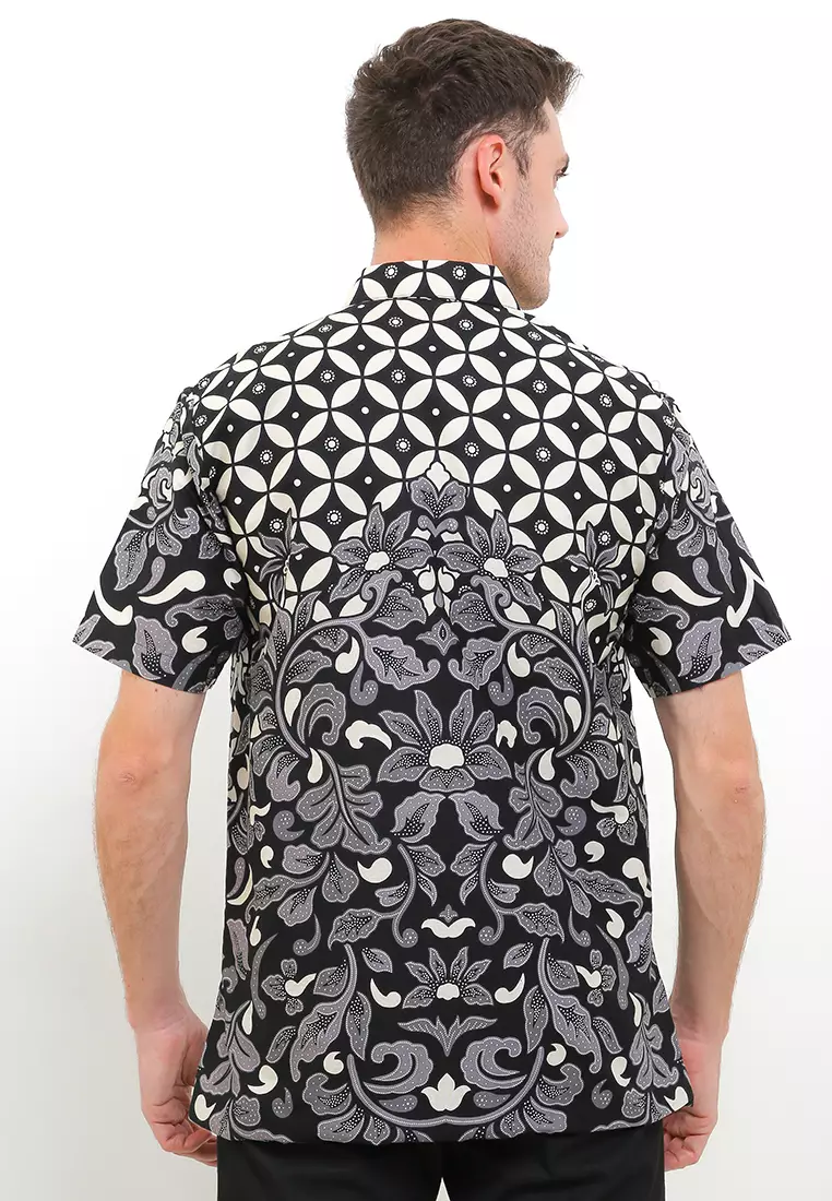 Hem Batik Pria Lengan Pendek Furing Draco Black