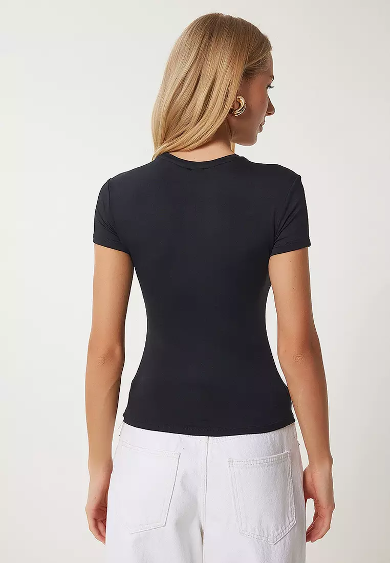 Body Fitting Sandy Knitted T-Shirt