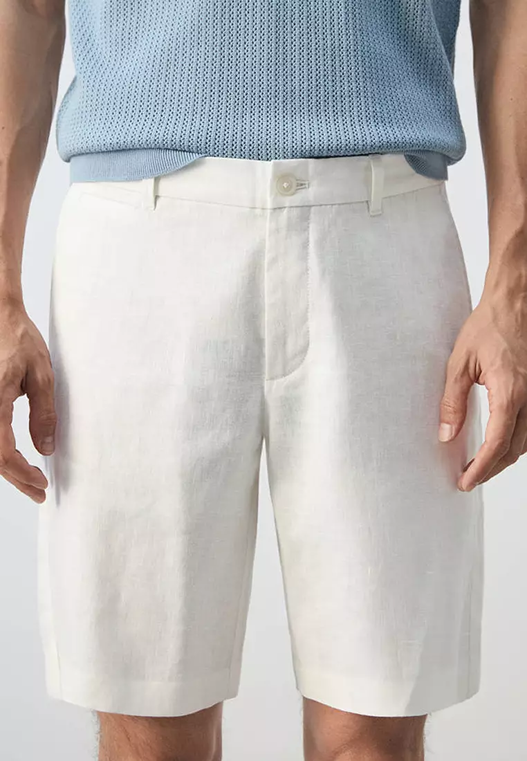 Slim-Fit 100% Linen Bermuda Shorts