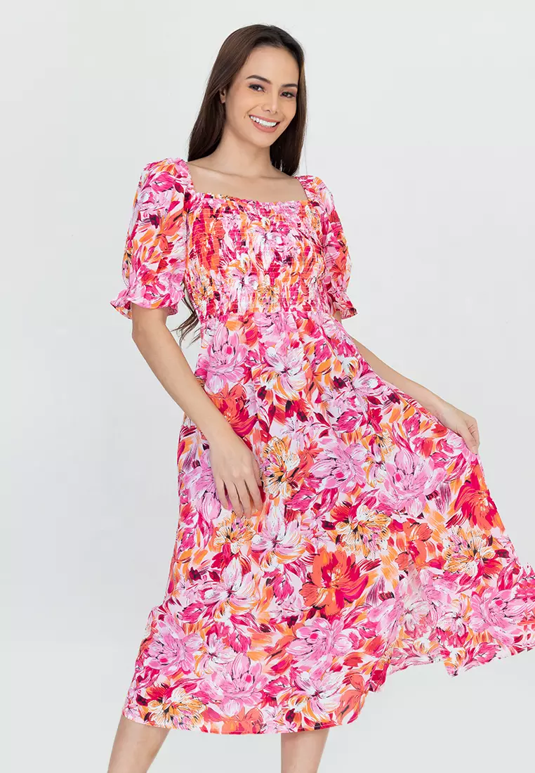 Calla Smocking Dress With Slit