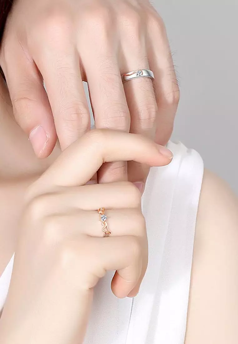 Cincin Couple Original Angel Wings Design Korea Fashion Perhiasan Hadiah Cincin Wanita Pria