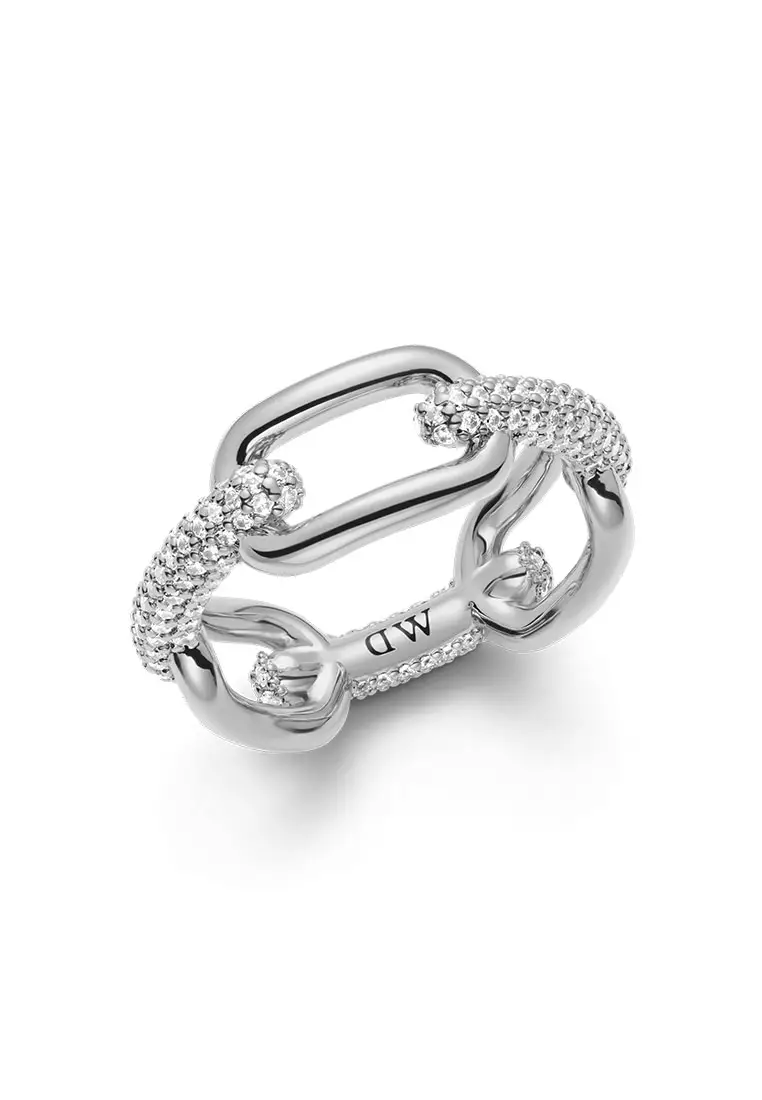 Crystal Link Ring Silver Fashion Ring for women and men - Stainless Steel & Crystal - DW Official Jewelry - Authentic