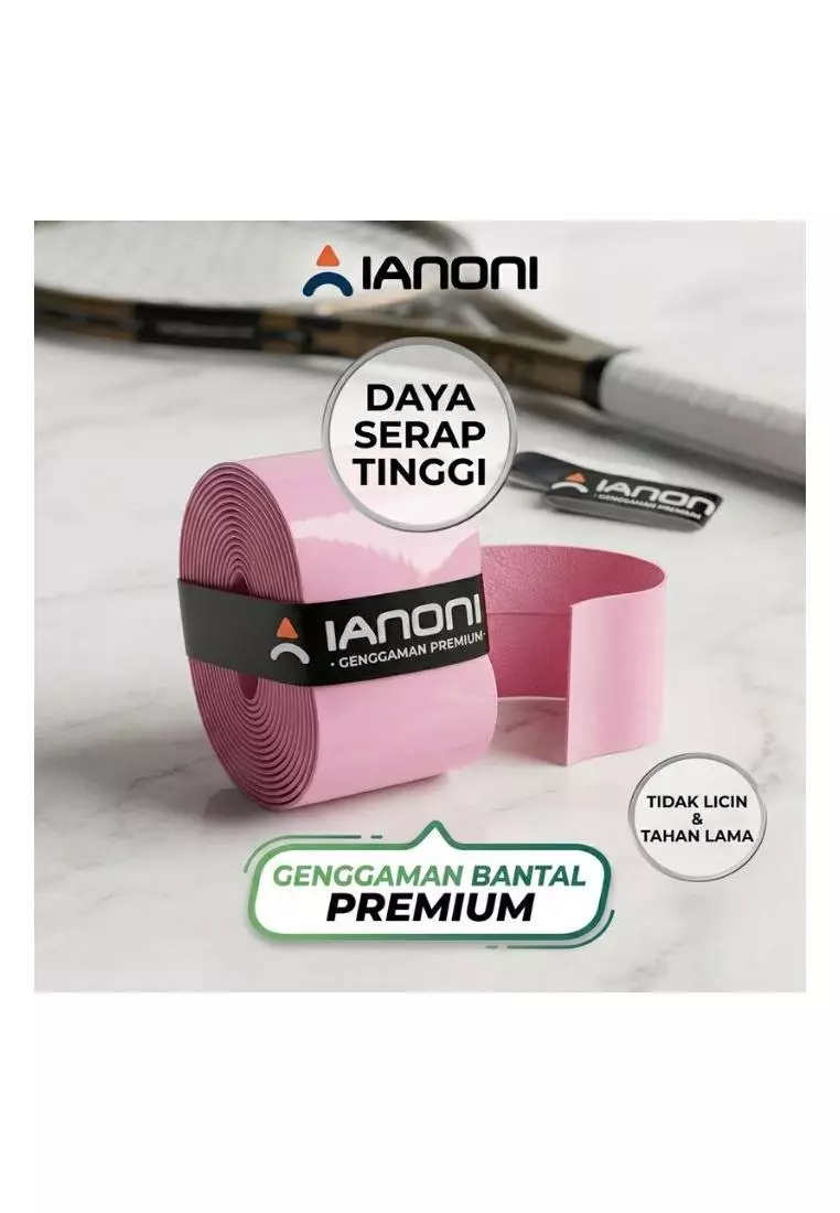 Grip raket padel badminton tenis Ianoni pink Original Anti Slip PU Kualitas Tinggi