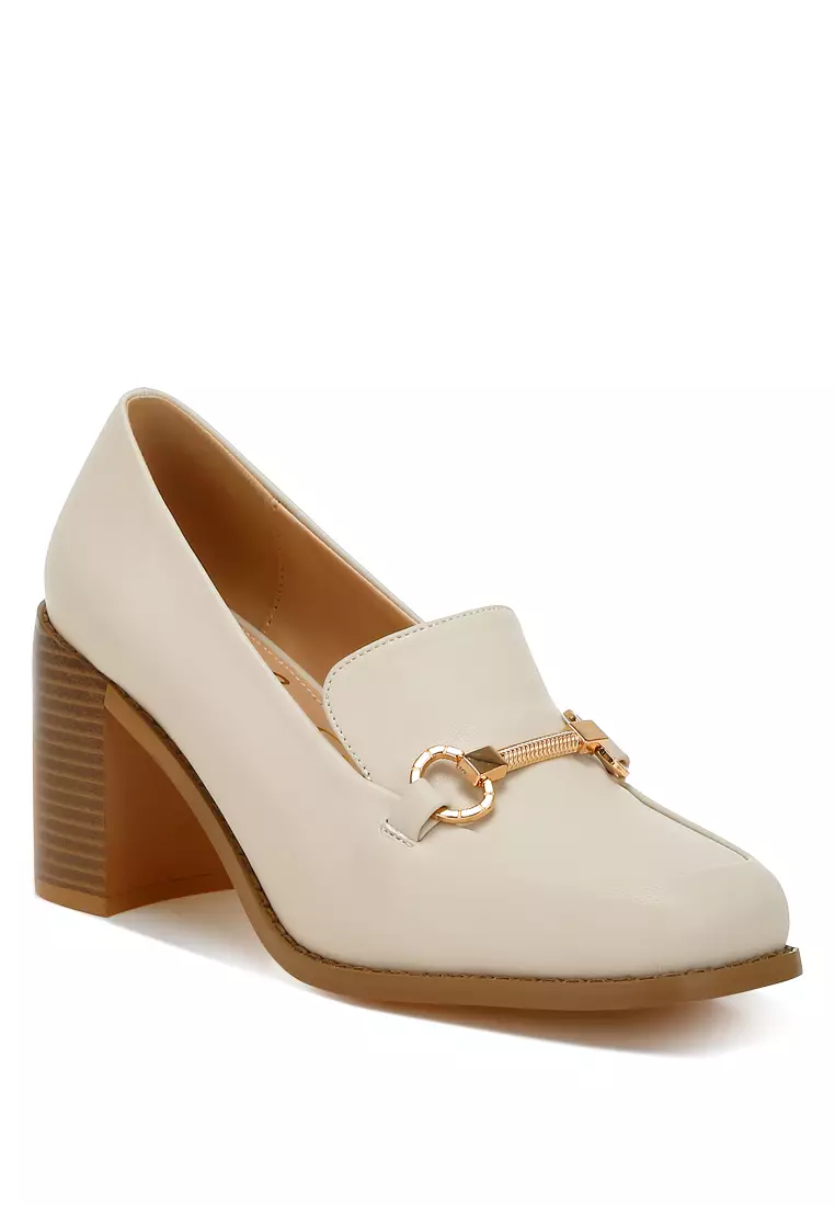 Apricot Classic Block heel Lug Loafers