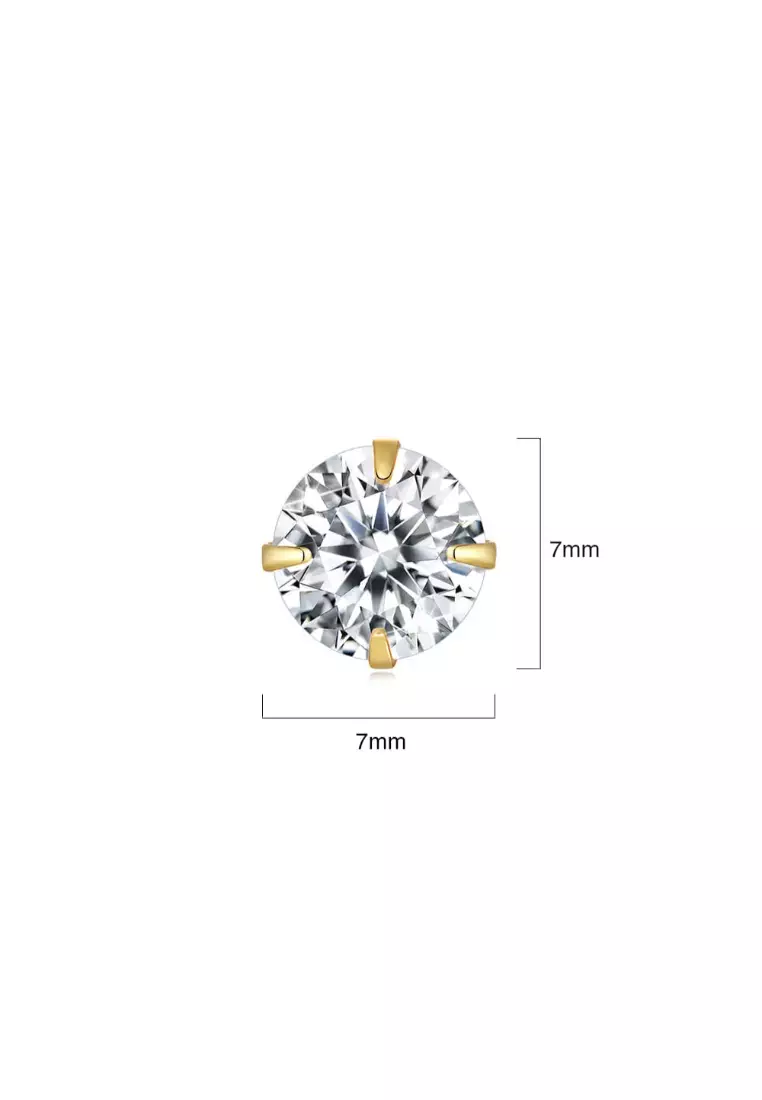 Solid Silver Mary Anne Crystal Stud Earrings In Gold