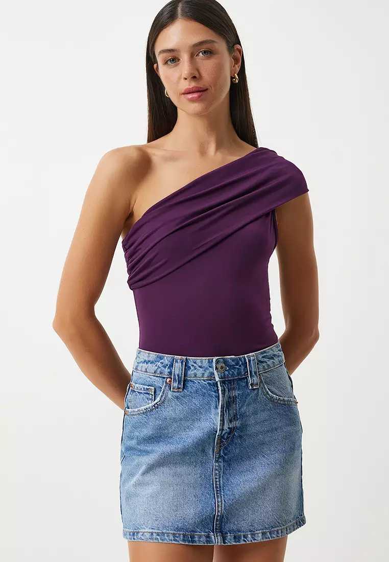 One Shoulder Ruched Blouse