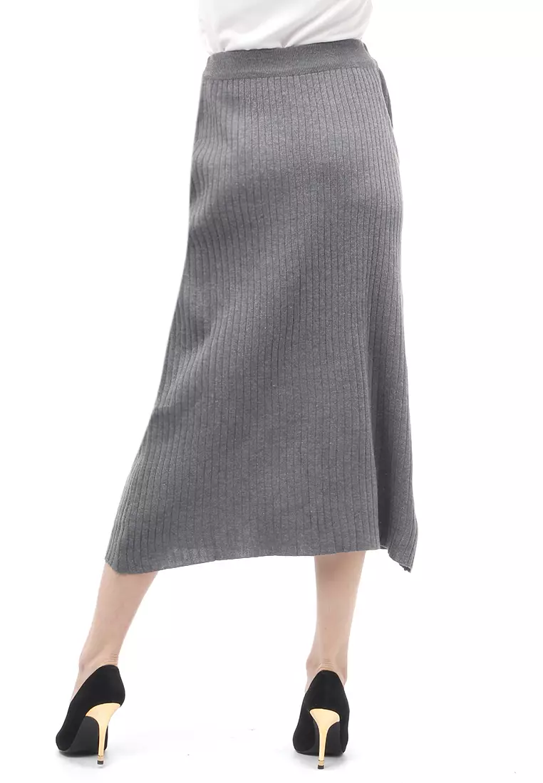 Skirt Plisket Bawahan Wanita Design Casual Rubbery Waist Premium Quality - Gray