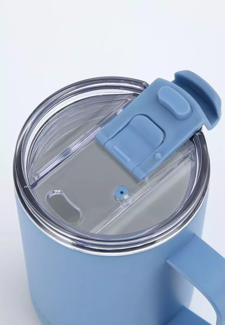 Crossing Neo Insulated S/S Leakproof Ceramic Mug W Handle And Lid 400ml - Heirloom Blue (Light Blue)