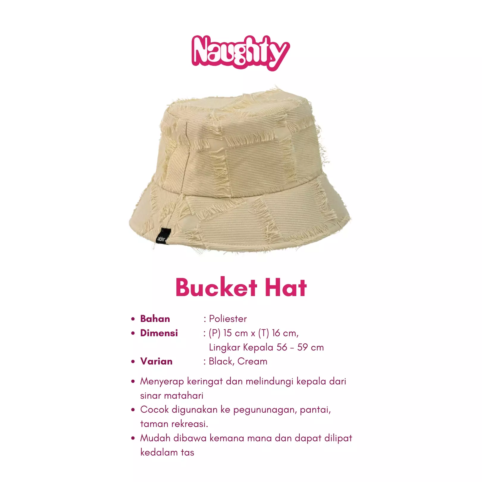 Topi Wanita Bucket Hat FHT230900917 Naughty Accesories