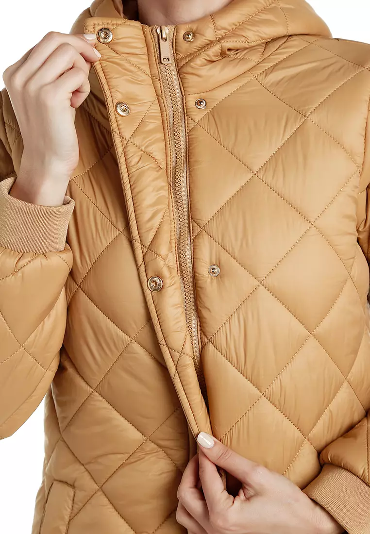 Jual London Rag Jaket Longline Quilted Berkerudung Warna Camel Original ...