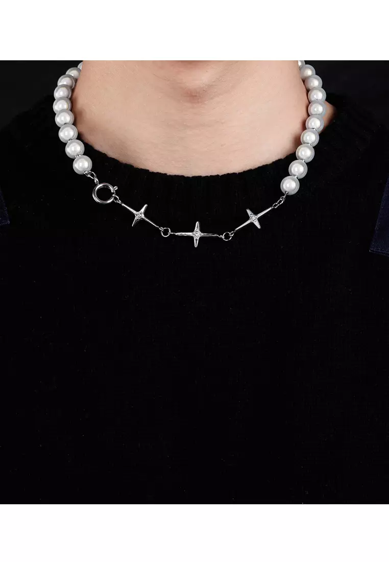 Buy HAPPY FRIDAYS Reflective Pearl Cross Necklace DWX0831 2024