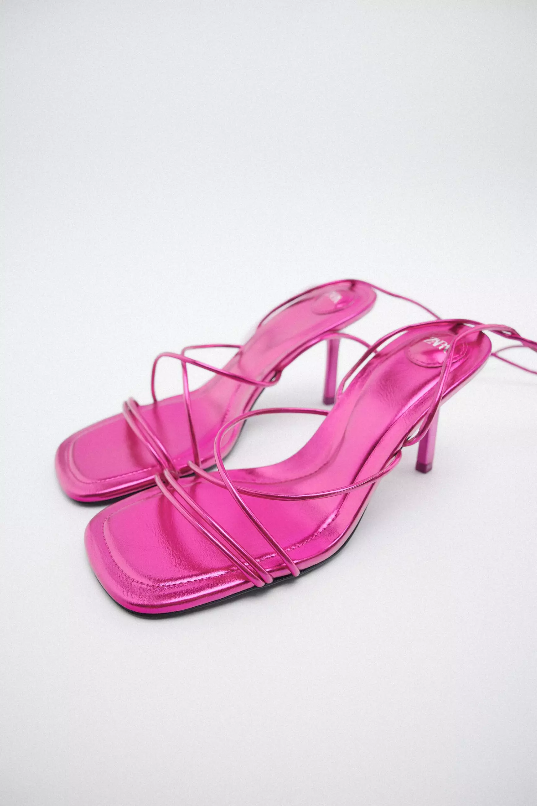 ZARA Lace-Up High-Heel Metallic Sandals 2025 | Buy ZARA Online