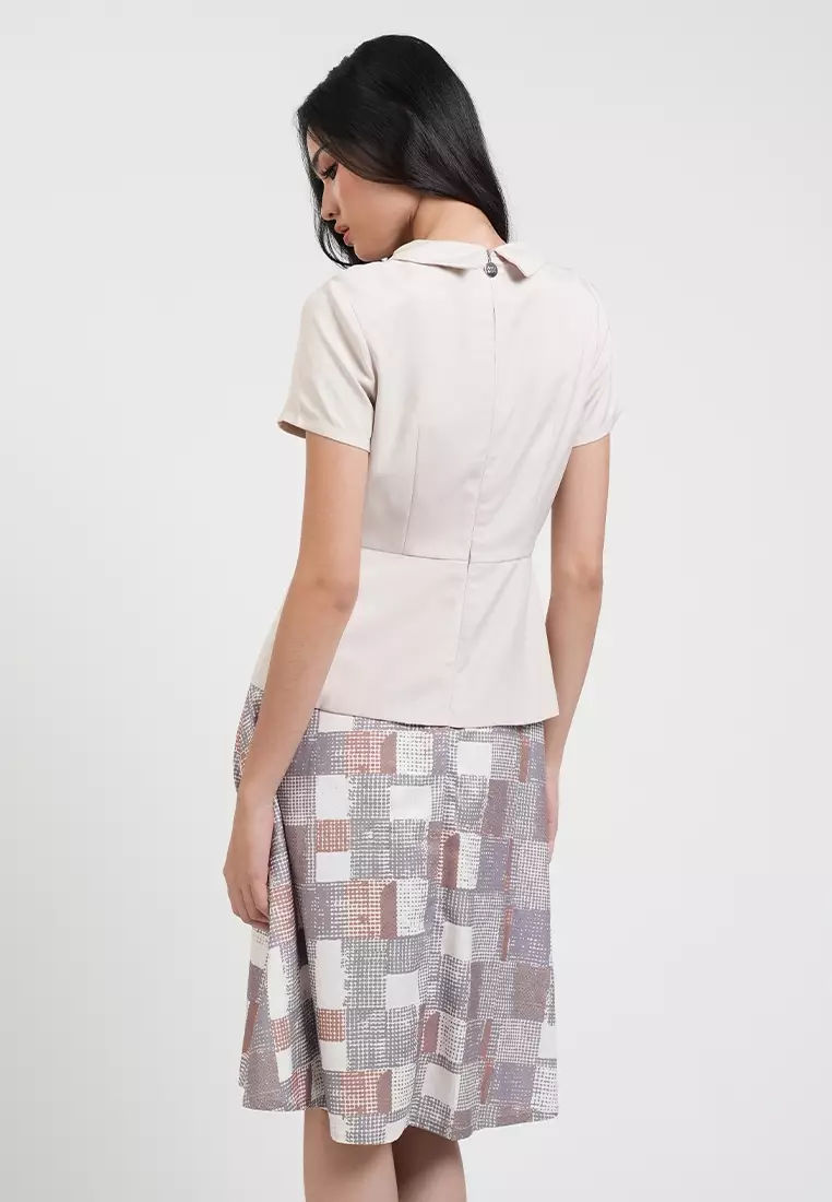 Mary Jane Geometric Print Collared A-Line Dress