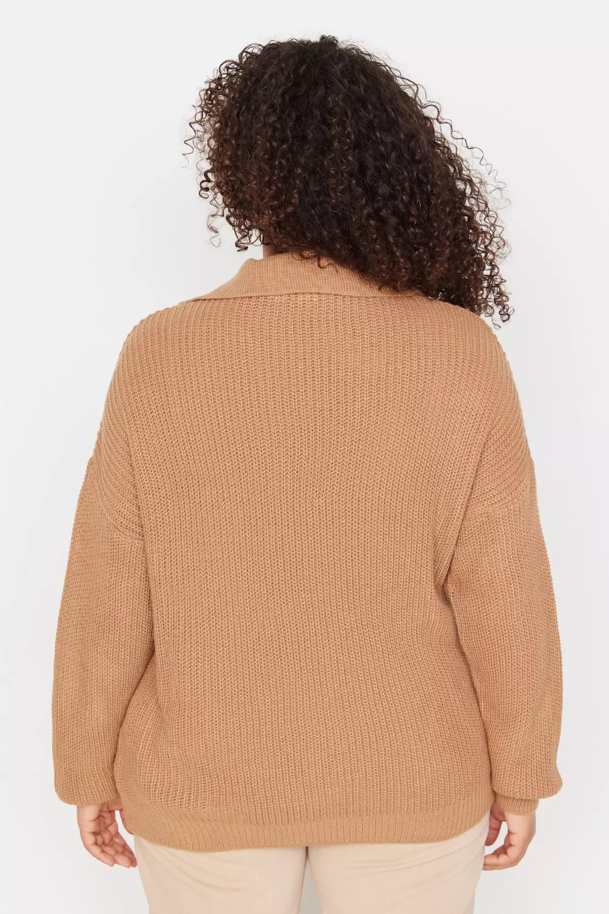 Knitted Cardigan Plus Size Brown Cardigan Sweater Buy Trendyol