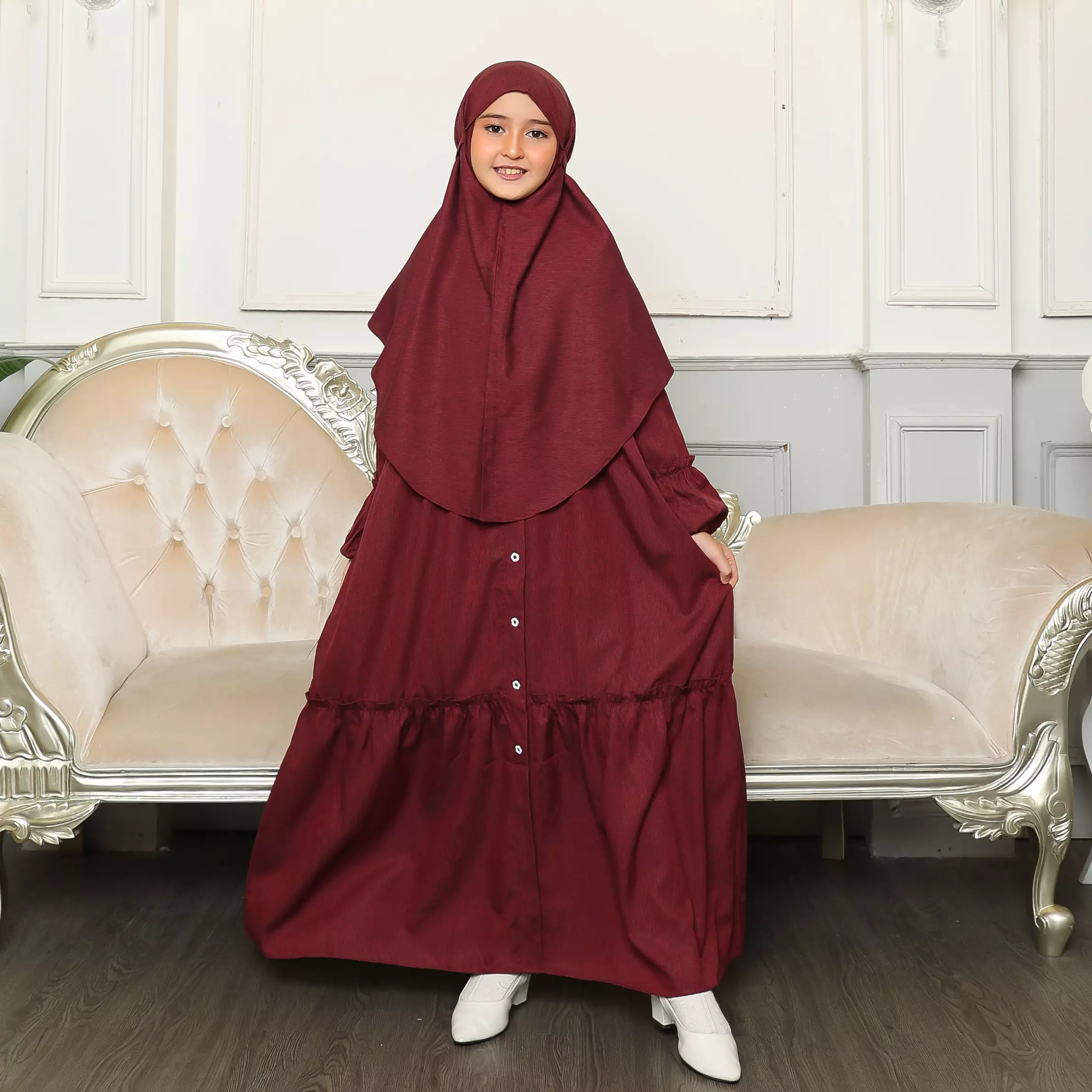 Gamis Sarimbit Anak GA 04 Maroon